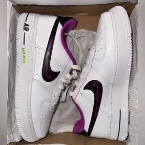 Nike Air Force 1 LV8 "White/Black/Vivid Purple/Light Menta" Grade School Boys'